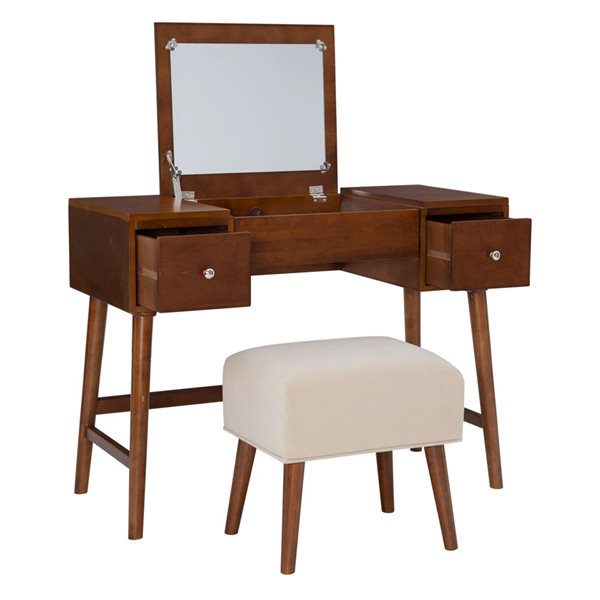 Bureau en noyer avec tiroirs, bureau, coiffeuse avec rangement