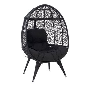 Linon Home Decor Dunaway Farmhouse Black Round Egg Chair