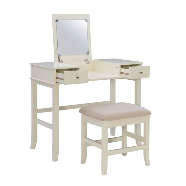 Linon Home Decor 36-in Janelle Cream Makeup Vanity