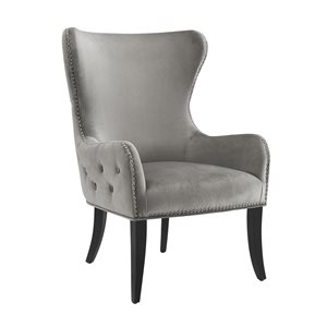 Linon Home Decor Sheraton Midcentury Dark Grey Wingback Chair