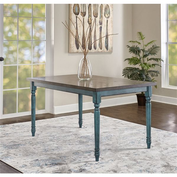 Linon Home Decor Weston Teal Blue Rectangular Dining Table