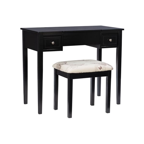 Linon Home Decor 36-in Lyndale Butterfly Black Makeup Vanity