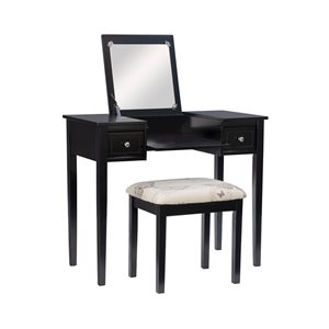 Linon Home Decor 36-in Lyndale Butterfly Black Makeup Vanity