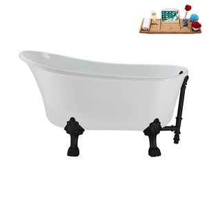 Streamline 25.6-in x 51.2-in White Acrylic Oval Reversible Drain Freestanding Bathtub  - Tray Included