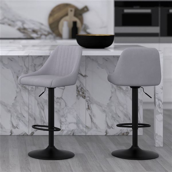 Tabouret de comptoir de 26 po !nspire moderne avec siège pivotant gris et noir (paquet de 2)