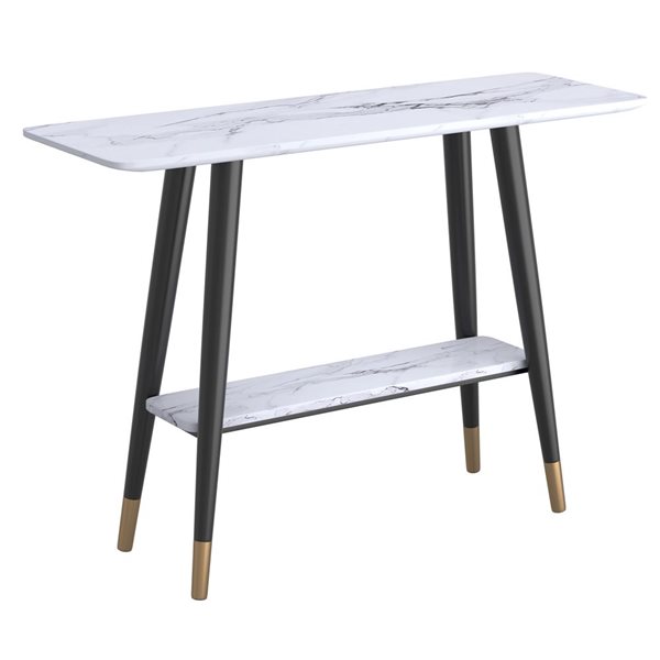 !nspire 43.25 x 14.25 x 30.25-in White Contemporary Metal and Faux Marble Console Table