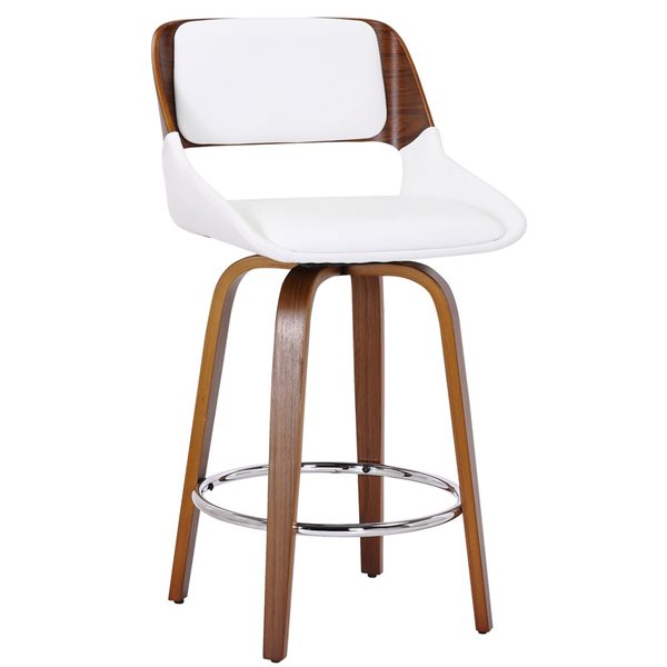 nspire 26 in White and Walnut Mid Century Modern Counter Stool