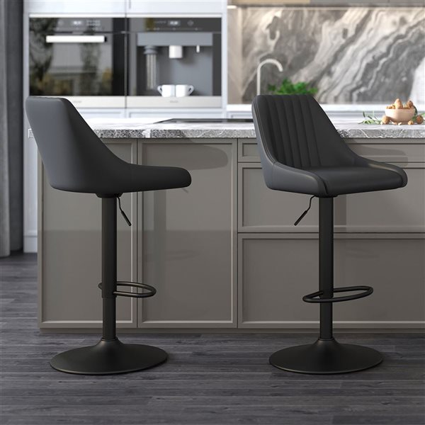 !nspire 26-in Black Modern Counter Stool with Swivel Seat (Set of 2)