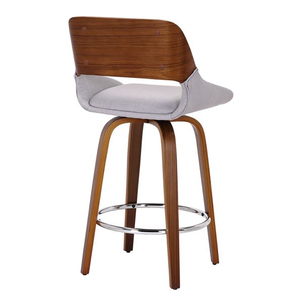 !nspire 26-in Grey and Walnut Mid-Century Modern Counter Stool with Swivel Seat