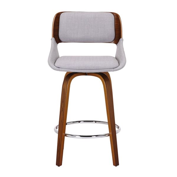 !nspire 26-in Grey and Walnut Mid-Century Modern Counter Stool with Swivel Seat