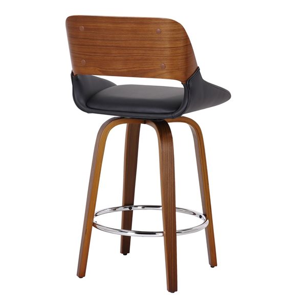 Tabouret de comptoir de 26 po !nspire moderne du milieu du siècle avec siège pivotant noir et noyer