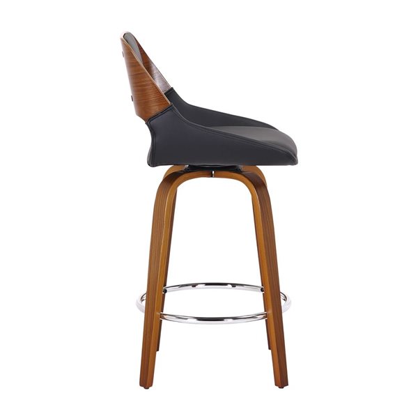 Tabouret de comptoir de 26 po !nspire moderne du milieu du siècle avec siège pivotant noir et noyer