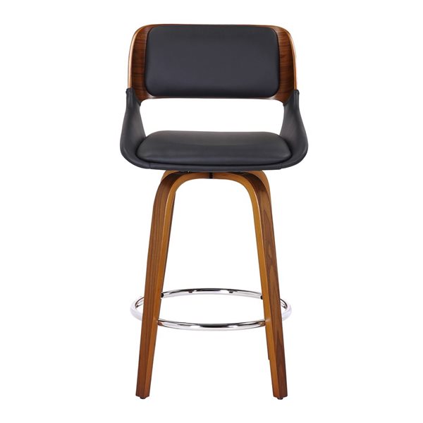 Tabouret de comptoir de 26 po !nspire moderne du milieu du siècle avec siège pivotant noir et noyer