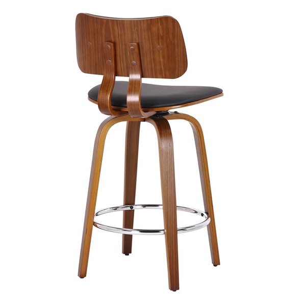 Tabouret de comptoir de 26 po !nspire moderne du milieu du siècle avec siège pivotant noir et noyer