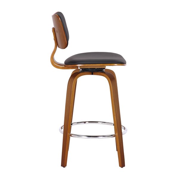 Tabouret de comptoir de 26 po !nspire moderne du milieu du siècle avec siège pivotant noir et noyer