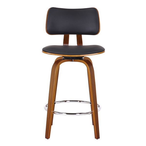 Tabouret de comptoir de 26 po !nspire moderne du milieu du siècle avec siège pivotant noir et noyer