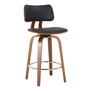 Tabouret de comptoir de 26 po !nspire moderne du milieu du siècle avec siège pivotant noir et noyer