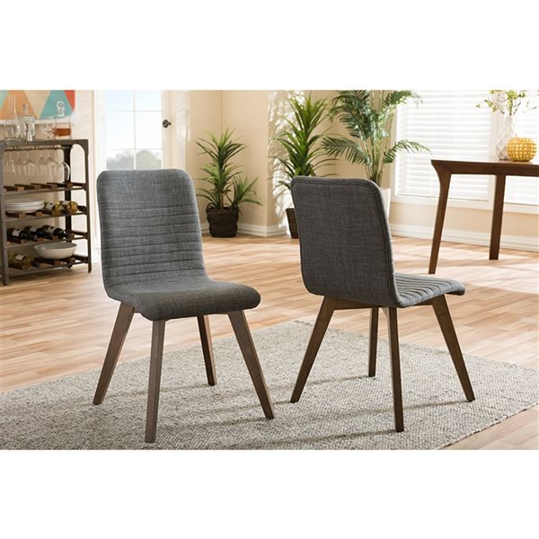 Baxton Studio Sugar Traditional Polyester Upholstered Side Chair with Wood Frame - Set of 2