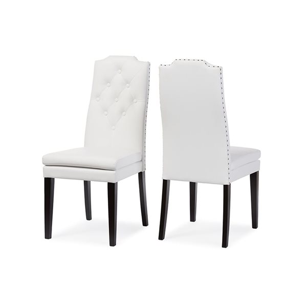 Baxton Studio Dylin Contemporary Faux Leather Upholstered Side Chair with Wood Frame - Set of 2