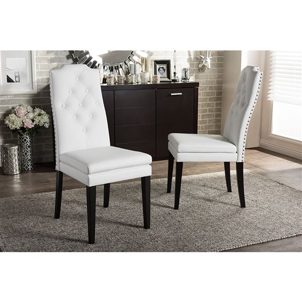 Baxton Studio Dylin Contemporary Faux Leather Upholstered Side Chair with Wood Frame - Set of 2