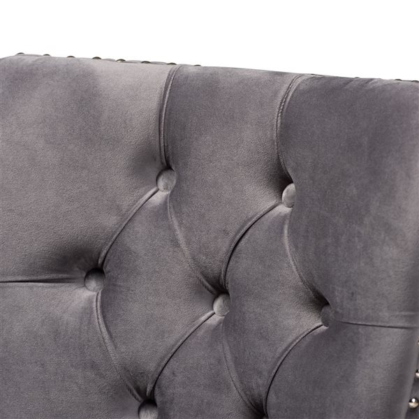 Baxton Studio Remy Grey Velvet Espresso Velvet Upholstered