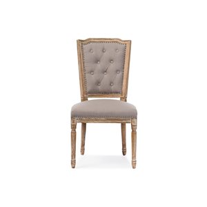 Baxton Studio Estelle Traditional Polyester Upholstered Side Chair with Wood Frame