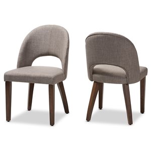 Baxton Studio Wesley Traditional Polyester Upholstered Side Chair with Wood Frame - Set of 2