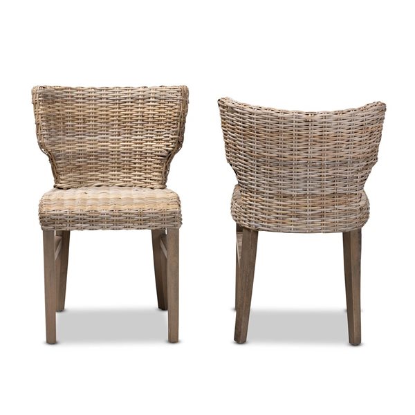 Baxton Studio Enver Contemporary Side Chair with Wood Frame - Set of 2