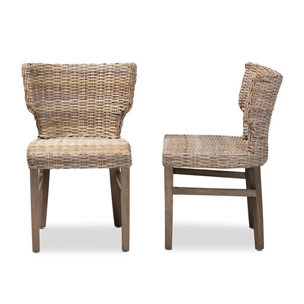 Baxton Studio Enver Contemporary Side Chair with Wood Frame - Set of 2