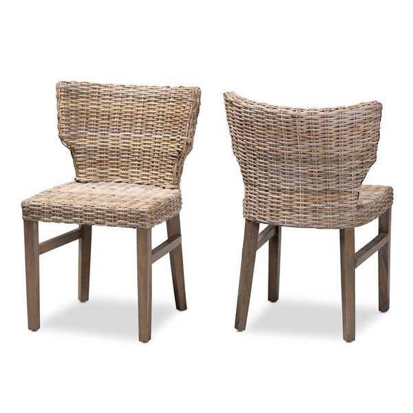 Baxton Studio Enver Contemporary Side Chair with Wood Frame - Set of 2