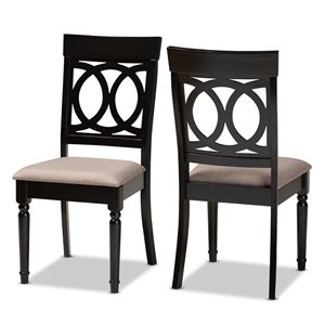 Baxton Studio Lucie Contemporary Polyester Upholstered Side Chair with Wood Frame - Set of 2