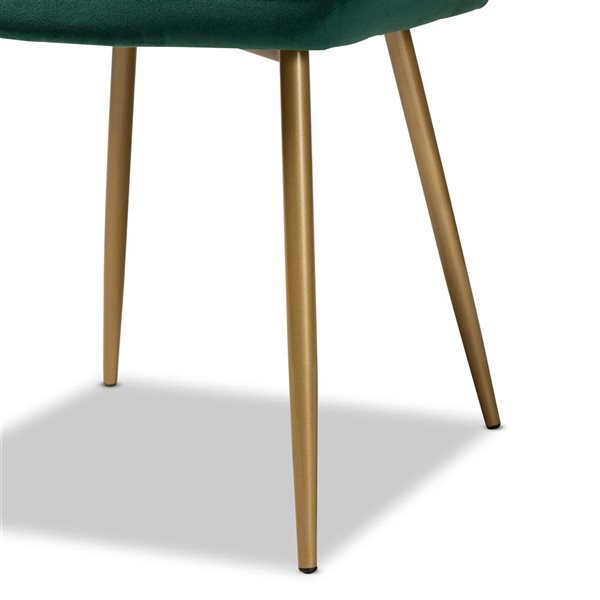 Baxton Studio Priscilla Green Contemporary Polyester Upholstered Side Chair with Wood Frame - Set of 2