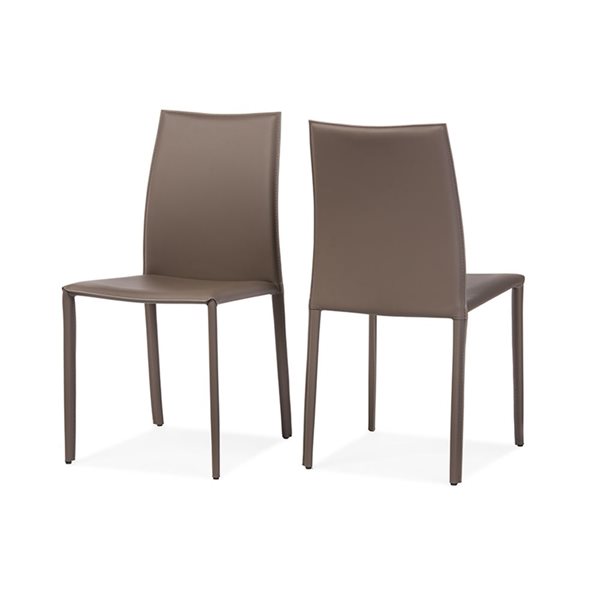 Baxton Studio Rockford Faux Leather Upholstered Contemporary Side Chair with Metal Frame - Set of 2