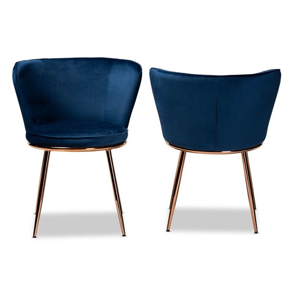 Baxton Studio Farah Contemporary Polyester Upholstered Side Chair with Metal Frame - Set of 2