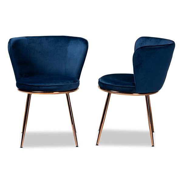 Baxton Studio Farah Contemporary Polyester Upholstered Side Chair with Metal Frame - Set of 2