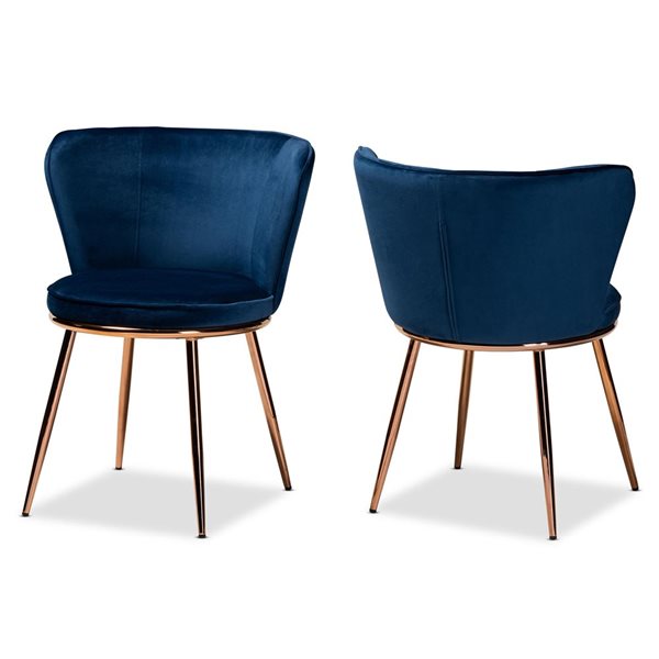 Baxton Studio Farah Contemporary Polyester Upholstered Side Chair with Metal Frame - Set of 2