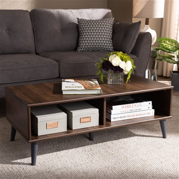 Baxton Studio Pierre Walnut Brown Wood Coffee Table