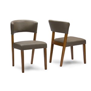 Baxton Studio Montreal Traditional Faux Leather Upholstered Side Chair with Wood Frame - Set of 2