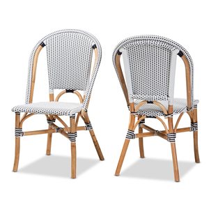 Baxton Studio Genica Contemporary Upholstered Side Chair with Wicker Frame - Set of 2