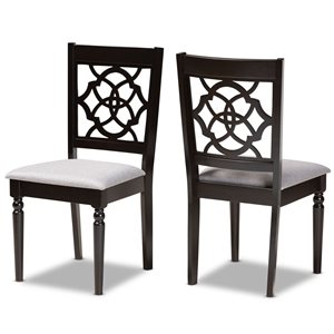 Baxton Studio Renaud Contemporary Polyester Upholstered Side Chair with Wood Frame - Set of 2