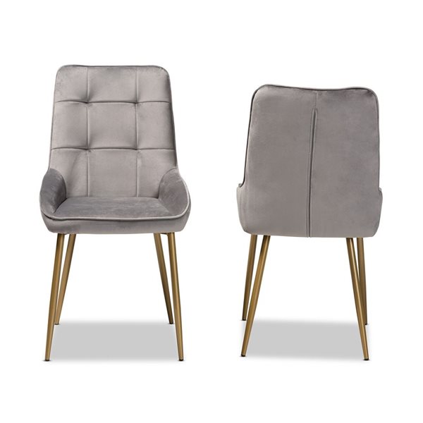 Baxton Studio Gavino Grey Contemporary Polyester Upholstered Side Chair with Wood Frame - Set of 2