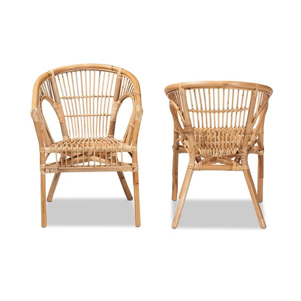 Baxton Studio Alleta Contemporary Arm Chair with Wicker Frame - Set of 2