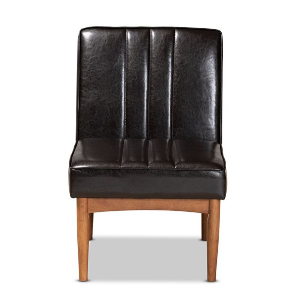 Baxton Studio Daymond Traditional Faux Leather Upholstered Side Chair with Wood Frame