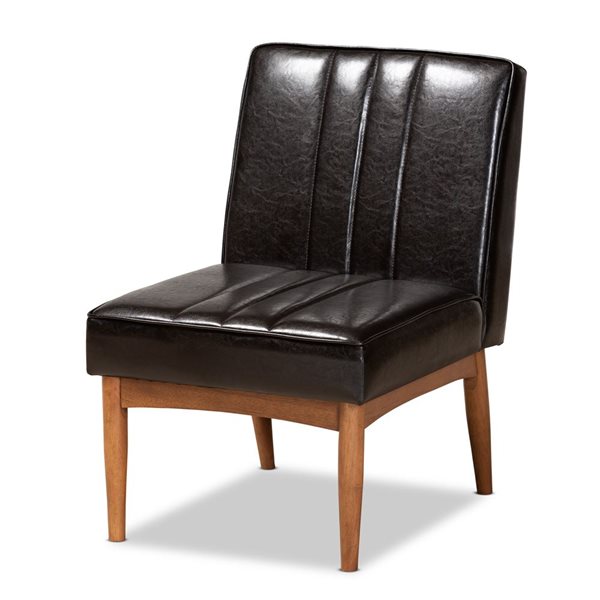 Baxton Studio Daymond Traditional Faux Leather Upholstered Side Chair with Wood Frame