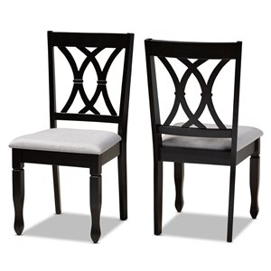 Baxton Studio Reneau Contemporary Polyester Upholstered Side Chair with Wood Frame - Set of 2