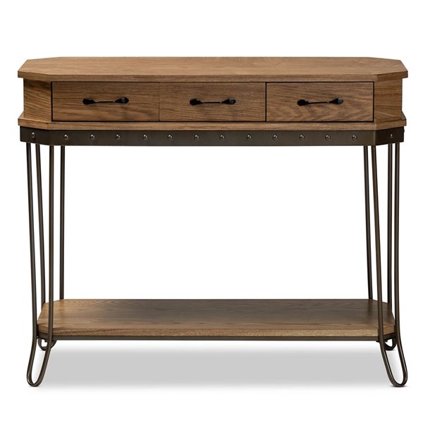 Baxton Studio Kellyn Oak Brown Industrial Console Table