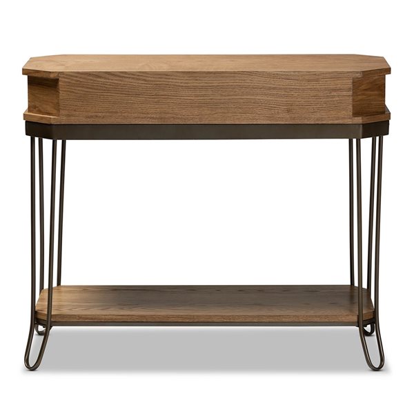 Baxton Studio Kellyn Oak Brown Industrial Console Table