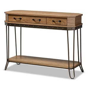 Baxton Studio Kellyn Oak Brown Industrial Console Table