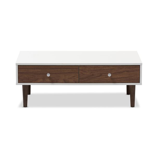 Baxton Studio Gemini White Wicker Coffee Table