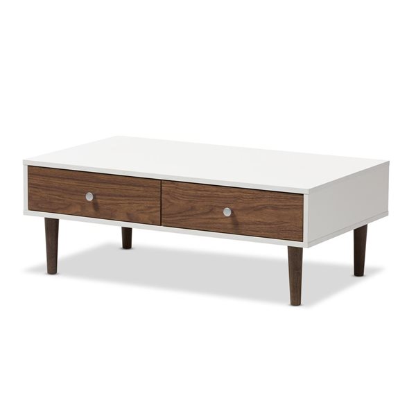 Baxton Studio Gemini White Wicker Coffee Table